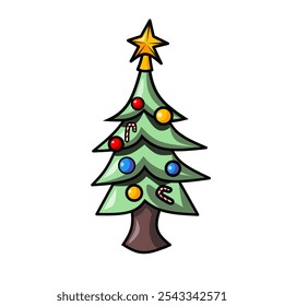 A Christmas tree decorated with authentic Christmas ornaments
