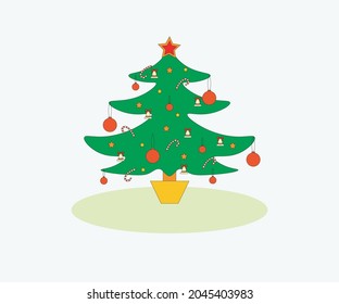 christmas tree decorated before the eve