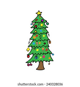 Christmas tree decorated cartoon vector