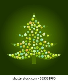 Christmas tree decorated with lights illustration