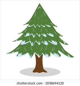 Christmas tree decorated with snow. Xmas traditional symbol tree with snow. Simple Christmas tree design. Merry Christmas and a happy new year simple tree design with snow.