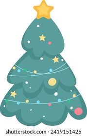 Weihnachtsbaumdekorierte Vektorgrafik