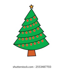 Christmas tree decorated vector illustration - Simple Thin Line Icon, HQ Design Element Vector
Keywords: