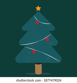 Árbol de Navidad decorado con ilustración de vector estrella. 