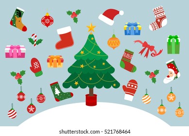 Árbol de Navidad y decoración de Navidad.
