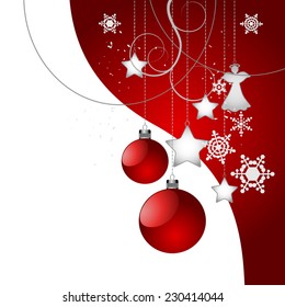 Christmas tree decoration background in red