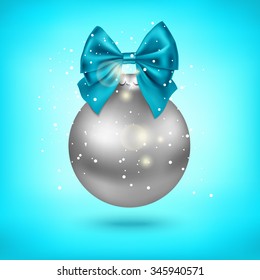 Christmas Tree decoration. Christmas ball with a bow. Vector illustration. 