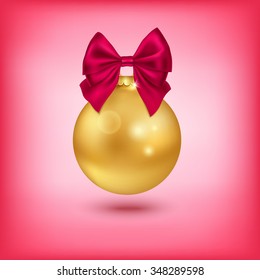 Christmas Tree decoration. Christmas ball with a bow. Vector illustration.
