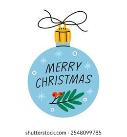 Christmas tree decoration ball. Flat vector illustration isolated on white background.