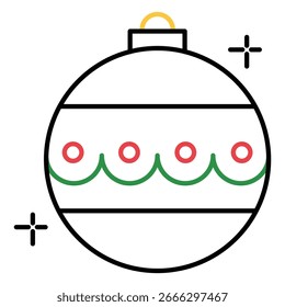 Christmas Tree Decoration Ball Vector Illustration Icon in Flat Style