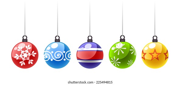 Christmas tree decoration balls vector cartoon illustration