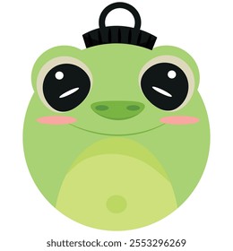 christmas tree decoration bauble icon with green frog design, for various textiles, posters or banners