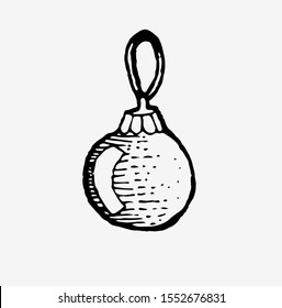 christmas tree decoration bauble isolated hand drawn vector