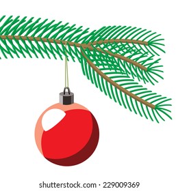 christmas tree decoration, branch with red decoration