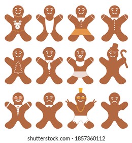 Christmas tree decoration cookies, vector illustration