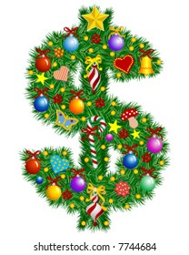 Christmas tree decoration – dollar sign - part of a full set vector