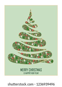 Christmas tree decoration element with Santa Claus,snowman,Christmas tree,snowflakes,gift box,reindeer,decoration ball and cookies