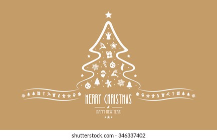 christmas tree decoration elements gold background