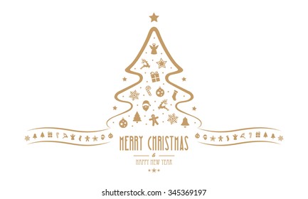 christmas tree decoration elements isolated background