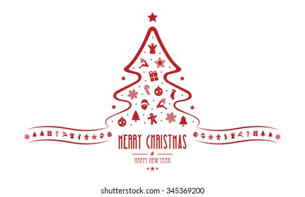 christmas tree decoration elements isolated background