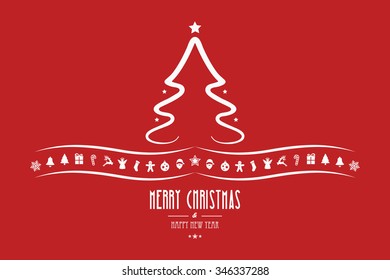 christmas tree decoration elements red background