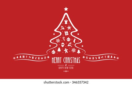 christmas tree decoration elements red background