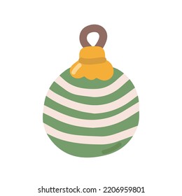 Christmas tree decoration in the form of ball, vector flat illustration.