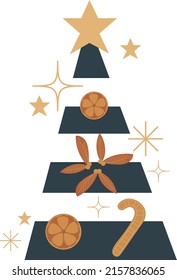 christmas tree with decoration icon holiday vector