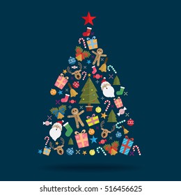 Christmas tree decoration icon vector