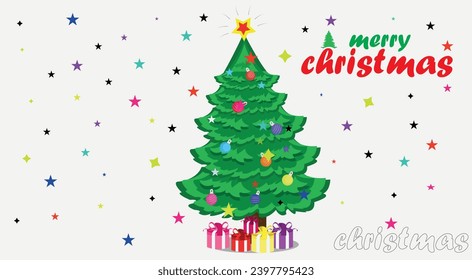 Árbol de Navidad con luces de decoración vectores Santa