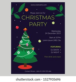 Christmas Tree decoration on flyer illustration vector