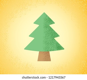 Christmas tree for decoration on a yellow background with abstract snow. Vector illustration.