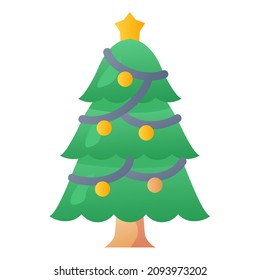 christmas tree decoration ornament single isolated icon with smooth style