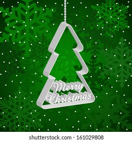 christmas tree decoration/ paper shape on green background / vector illustration eps 10