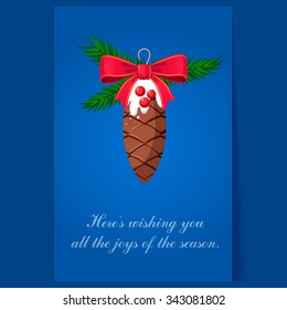 Weihnachtsbaumschmuck-Grußkarte mit Textvektor