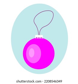 Christmas tree decoration. Pink christmas ball vector illustration.