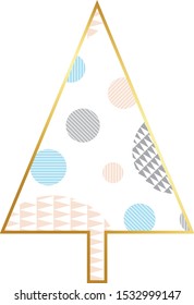 Christmas tree. Christmas decoration for postcards, packaging, books, christmas design, wallpaper, textile. Scandinavian style