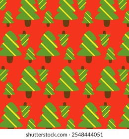 Christmas tree decoration. Seamless pattern of textile. Surface pattern of curtain. Tablecloth and wrapped paper gift design concept. Background of Christmas celebration theme.