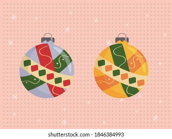 Juego de decoración de árbol de Navidad, bolas de Navidad con un diseño diferente, elementos aislados