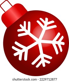 Christmas tree decoration in the shape of a dark red light bulb with a snow-white pattern in the center
