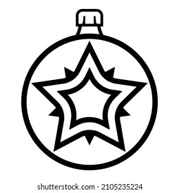 Christmas Tree Decoration Star Flat Icon Isolated On White Background