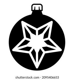 Christmas Tree Decoration Star Glyph Flat Icon Isolated On White Background