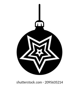 Christmas Tree Decoration Star Glyph Flat Icon Isolated On White Background