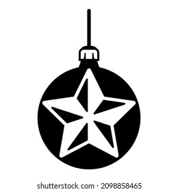 Christmas Tree Decoration Star Glyph Flat Icon Isolated On White Background