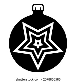 Christmas Tree Decoration Star Glyph Flat Icon Isolated On White Background