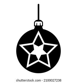 Christmas Tree Decoration Star Glyph Flat Icon Isolated On White Background