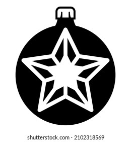 Christmas Tree Decoration Star Glyph Flat Icon Isolated On White Background