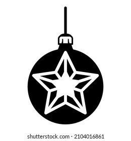 Christmas Tree Decoration Star Glyph Flat Icon Isolated On White Background