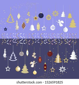 Christmas tree decoration toys. Vector.