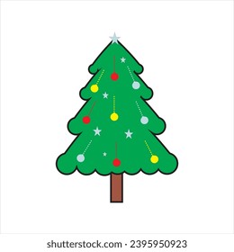 christmas tree decoration vector design, cartoon christmas tree, cartoon fir tree